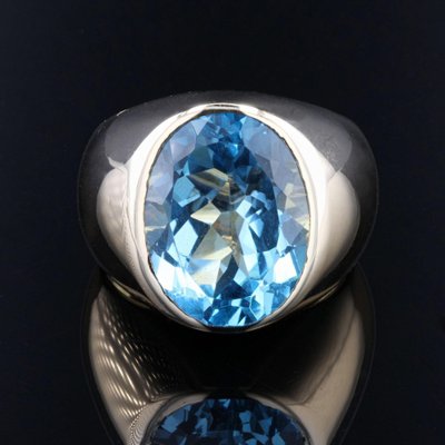 French Modern 10 Carat Topaz and 18 Karat Yellow Gold Bangle Ring