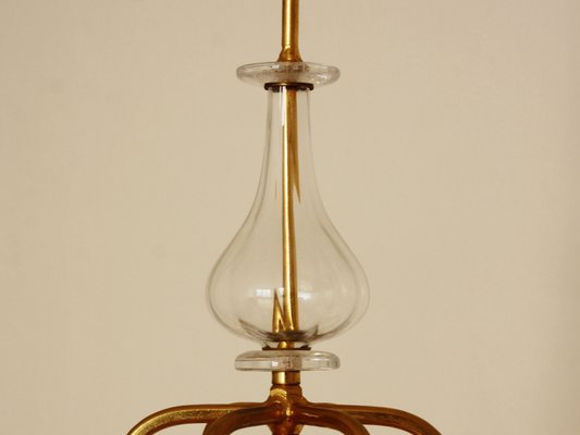 Large Mid Century Gilded Iron Glass Candle Chandelier By Erik Large Mid Century Gilded Iron Glass Candle Chandelier By Erik Höglund For Kosta 6