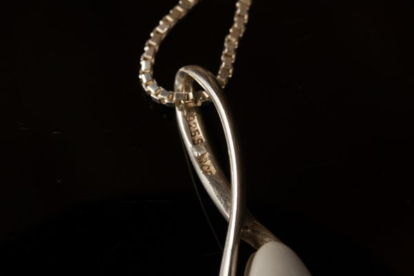 Vintage Danish Silver Necklace with Porcelain Pendant from Royal Copenhagen 1960s for sale at Pamono