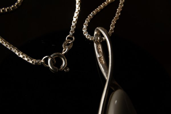 Vintage Danish Silver Necklace with Porcelain Pendant from Royal Copenhagen 1960s for sale at Pamono