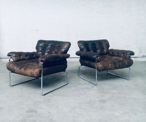 Mid Century Modern Leather Armchair Set, Contemporary Leather Arm Chairs