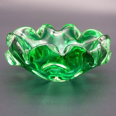 Italienischer Grüner Murano Glas Aschenbecher
