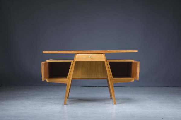 Small Mid Century Cherry Wood Desk 1950s