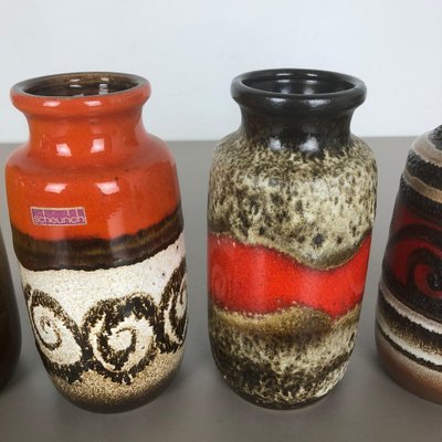 Vintage Fat Lava Pottery 213-20 Vases fromScheurich, Germany, Set