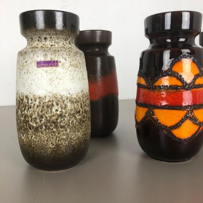 Vintage Fat Lava Pottery 242-22 Vases from Scheurich, Germany, Set