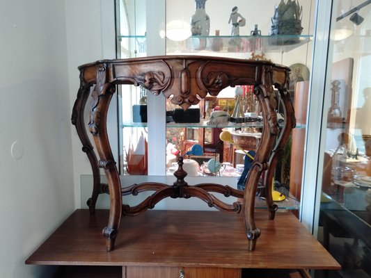 Carved Walnut Console Table 1800s For, Global Caravan Console Table