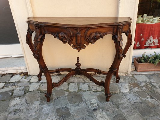 Carved Walnut Console Table 1800s For, Global Caravan Console Table