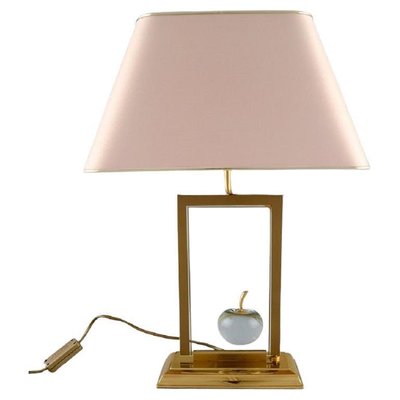 Clear Art Glass and Brass La Pomme Table Lamp from Le Dauphin
