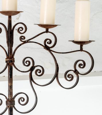 A Large Scale Heavy Wrought Iron Et Candle Tree English Castle Candelabra For At Pamono - Large Candle Wall Sconces Wrought Iron