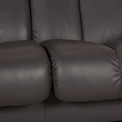 Anthracite Leather Legend 2 Seat Couch, Metallic Silver Leather Sofa