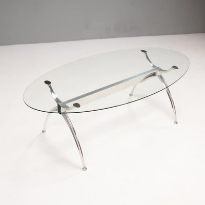 Table ovale en verre trempé transparent - pied aluminium - Stil