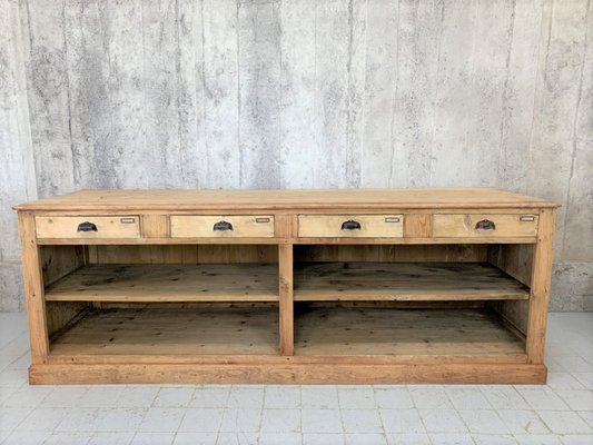 Shop Counter or Kitchen Island with Open Shelves & Drawers