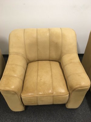 Cream Beige Brown Leather DS 44 Lounge Chair from de Sede for sale