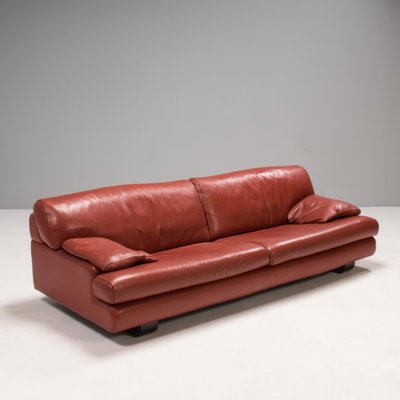 Oxblood Red Leather Three Seater Sofa, Red Leather 3 Seater Sofa