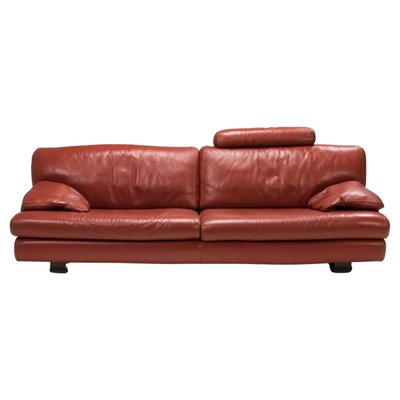 Oxblood Red Leather Three Seater Sofa, Oxblood Red Leather Sofa