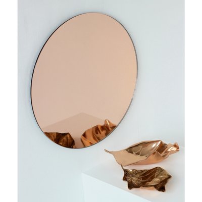 Orbis Rose Gold Peach Tinted Round, Rose Gold Small Bathroom Mirror