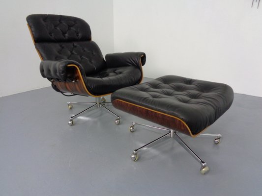 Leather chair sales ottoman set
