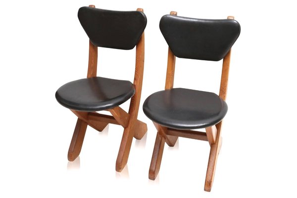Black Leather Dining Chairs Set, Modern Black Leather Kitchen Chairs