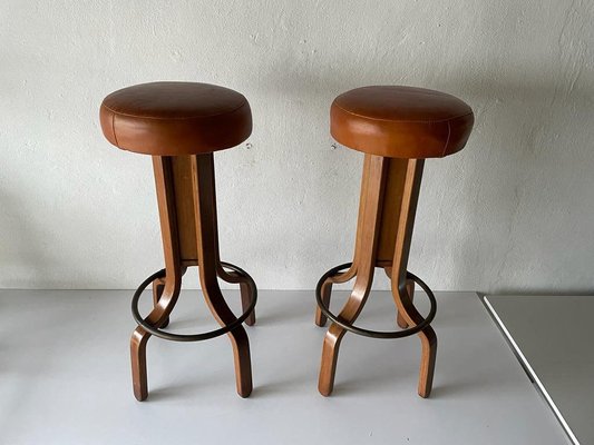 Wood and store leather stool