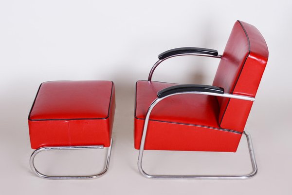 Red lounge chair with hot sale ottoman