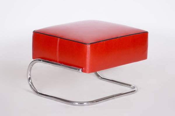 Red Armchair and Ottoman by Mucke Melder Czechia 1930s Set of 2