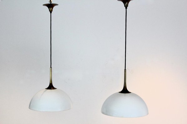 Pair of Frosted Opal Glass Light Pendants Pair of Frosted Opal Glass Light Pendants