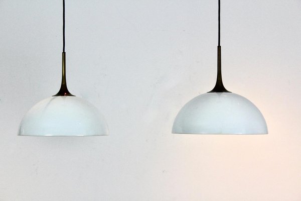 Pair of Frosted Opal Glass Light Pendants Pair of Frosted Opal Glass Light Pendants