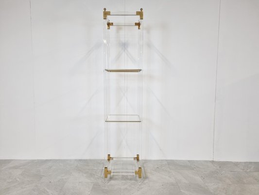 Acrylic Glass and Brass Etagere 1970s for sale at Pamono