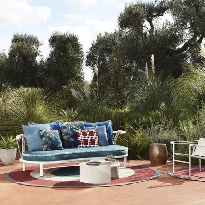 Trampoline Outdoor Sofa in Steel, Rope and Fabric by Patricia