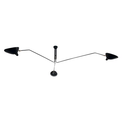 Mid Century Modern Black Ceiling Lamp with 3 Rotating Arms by