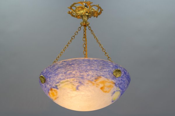 Wunderschöne  Französische "Pate de Verre"  Lampen Glasschirm 