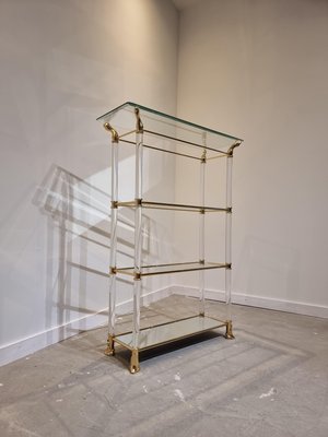 Brass etagere glass shelves top