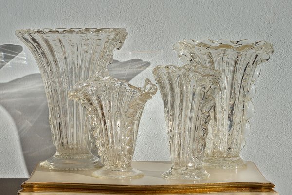 Art-Dèco Murano Kristallglas Vase von Ercole Barovier für Barovier & Toso bei Pamono kaufen