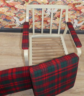 Red plaid chair and ottoman online