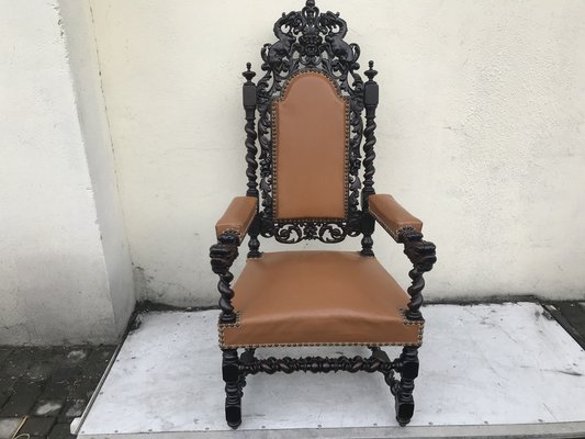 Antique Renaissance 19th Century Throne Chairs
