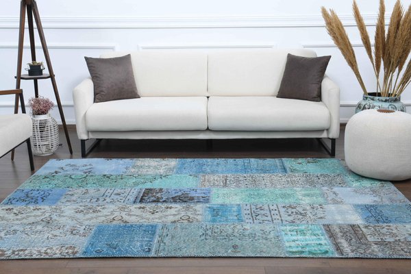Blue Rugs for Living RoomPatchwork Blue & Grey RugTeal Runner Rugs Cheap 