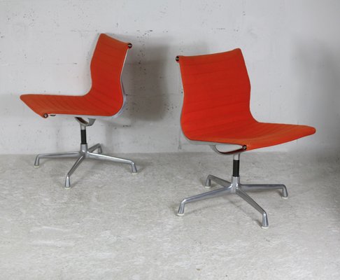 Orange Swivel Chairs by Charles Ray Eames for Herman Miller USA 1970 Set of 2