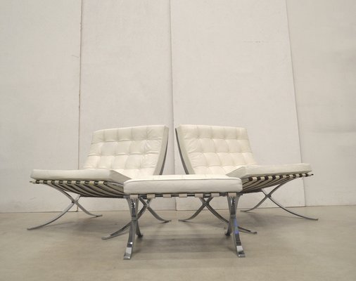 Limited 30th Barcelona Lounge Chairs Ottoman by Ludwig Mies Van