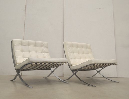 Limited 30th Barcelona Lounge Chairs Ottoman by Ludwig Mies Van Der Rohe for Knoll Inc. Knoll International 1981 Set of 3