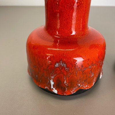 German Yellow-Red Fat Lava Pottery Vases from Jasba, 1970s, Set of