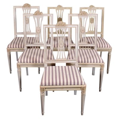 Swedish Gustavian Grey Dining Chairs, Gustavian Style Dining Chairs