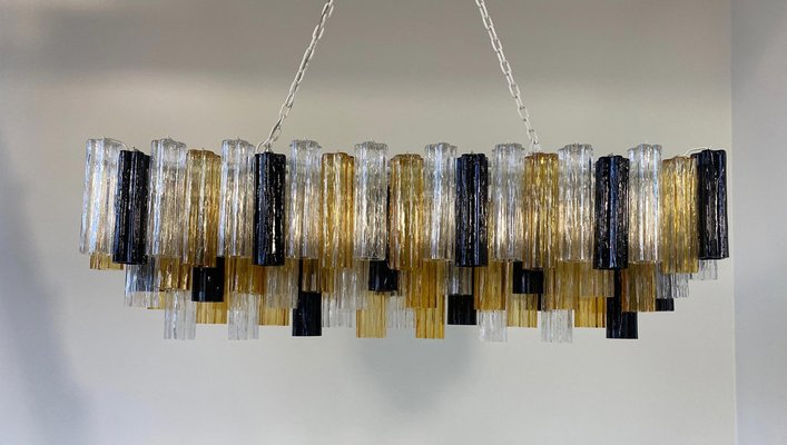 Art Deco Italian Murano Glass Chandelier In The Style Of Venini For At Pamono Art Deco Italian Murano Glass, Venini Style Murano Glass Chandelier