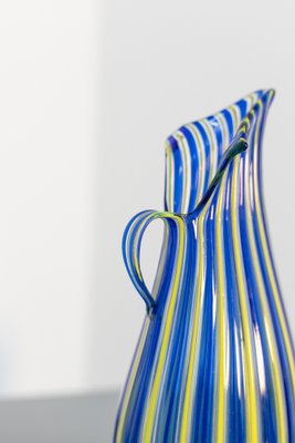 Vintage Yellow & Blue Murano Glass Vase by Paolo Venini