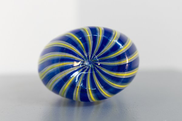 Vintage Yellow & Blue Murano Glass Vase by Paolo Venini, 1950s for
