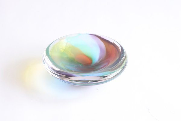 New Zealand Multicolored Swirl Glass Bowl by Ola Höglund
