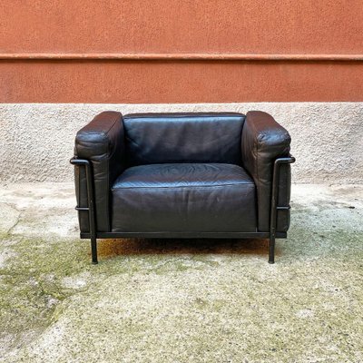 Italian Black LC3 Armchair by Le Corbusier Jeannare Perriand