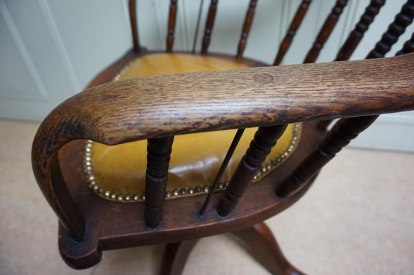 19th Century American Oak Revolving Library Armchair for sale at