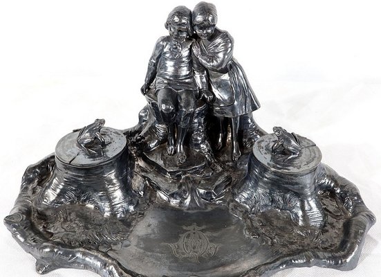 Coupe Ou Bougeoir En étain – Art Nouveau, Avec Anse, Marron (occasion)