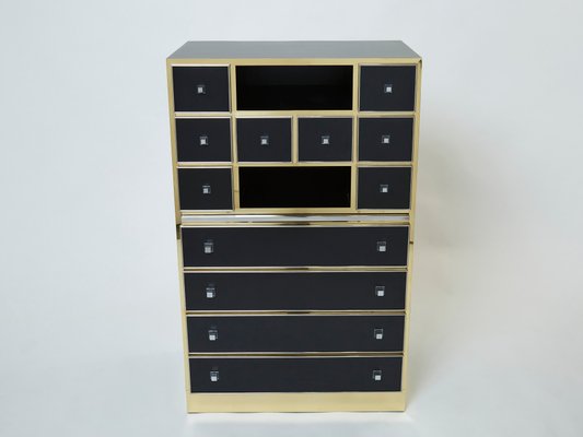 Black Brass Chrome Cabinet by Michel Pegeres 1970s for sale at