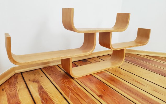 Czechoslovak Bent Plywood Shelf by Ludvik Volak for Drevopodnik Holesov 1960s